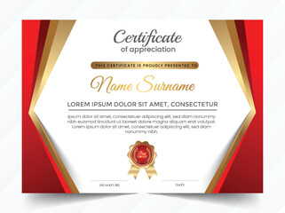 Red and gold certificate Template