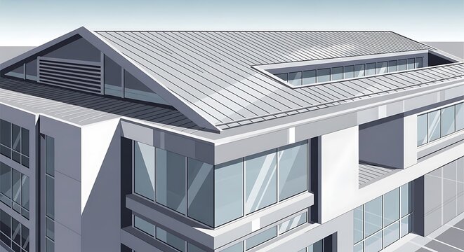 Detailed architectural render of a modern building with glass facade