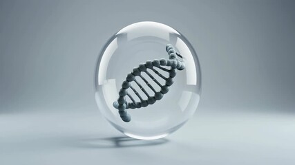 3D illustration of a DNA double helix contained within a clear sphere, symbolizing genetic research, biological science, and future molecular discovery - Powered by Adobe