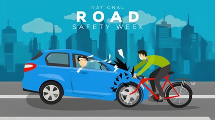 National Road safety week. Awareness for Safer Roads. Road safety concept animation video.