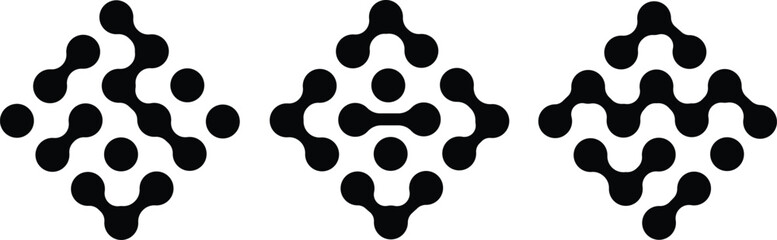 Set black metaballs isolated on a white background. Modern contemporary geometric shapes and elements. Metaball pattern. Liquid drops or morph shapes background