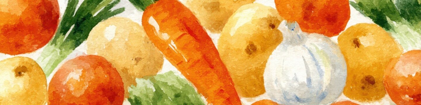 色とりどりの野菜 水彩風イラスト 背景素材