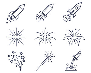 Celebration and launch icon set