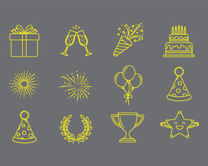 Party and celebration icon set