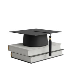 Graduation Cap and Books Symbolizing Academic Achievement and Knowledge Acquisition