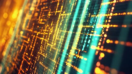 Digital data flowing through abstract circuit grid - Powered by Adobe