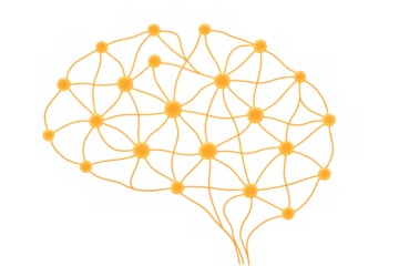 Human brain outline formed by a connected neural network, representing artificial intelligence, technology, and learning