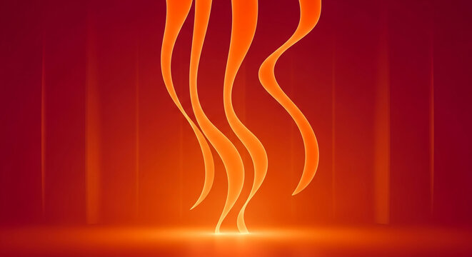 Abstract image featuring curved, glowing orange shape on gradient red background, suggesting flow, energy, and dynamic movement, suitable as banner
