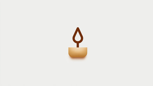 Minimalist illustration of a simple candle with brown flame on a soft cream background, perfect for conveying serenity and peace.