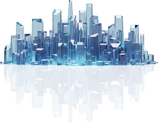 Futuristic city skyline with crystal buildings
