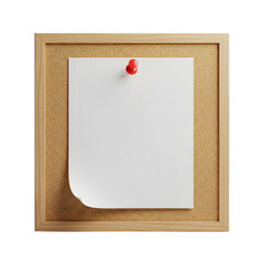 Blank White Paper Pinned to a Corkboard with a Red Thumbtack