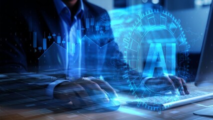 Innovative Digital Workspace Highlighting Cutting-Edge AI Technology in Business Environment