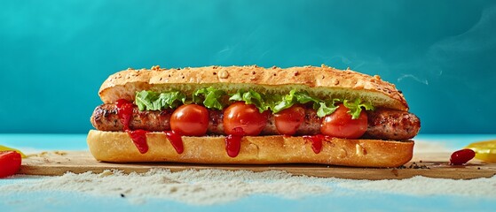 Gourmet Sausage Sandwich with Fresh Tomatoes