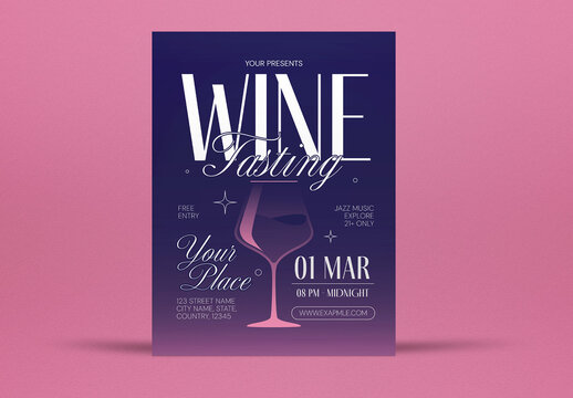 Blue Minimalist Gradient Wine Tasting Flyer Layout