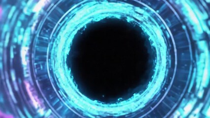 Futuristic sci fi portal with vibrant neon energy - Powered by Adobe