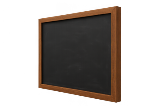 Blank chalkboard with wooden frame providing copy space for learning and education concepts