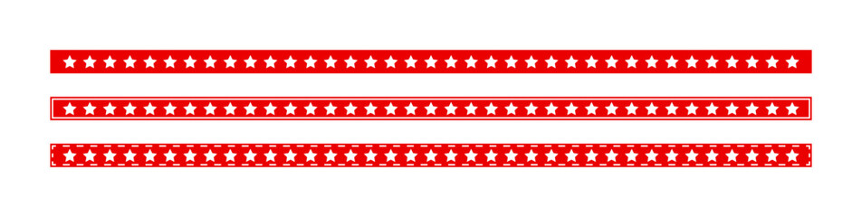 Red decorative stars ribbon strips border tape vector set in various styles for creative design use