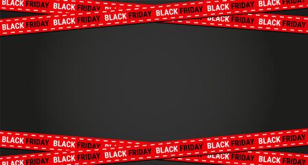 red black friday ribbon for sale advertisement crossed ribbons on black  background vector illustration 
