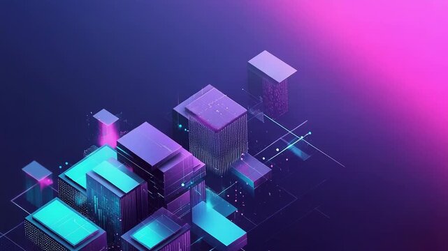 Digital server infrastructure connecting data network in isometric view