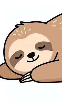 Cute Sloth Sleeping Peaceful Cartoon Style Animation