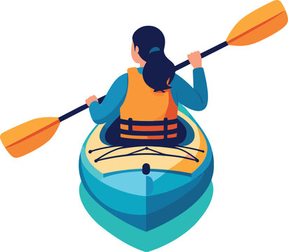 Woman Kayaking Vector