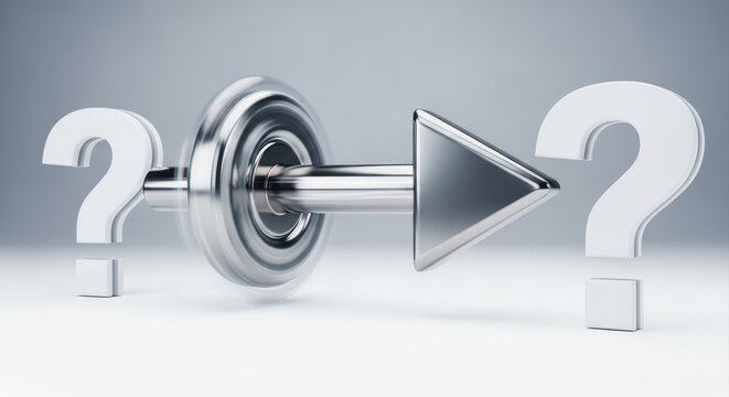 Decision making concept with spinning arrow and questions