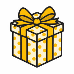 Delightful Polka Dot Gift Box Illustration A Charming Surprise Tied with a Bow, Perfect for Celebrations and Festive Occasions