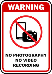 no photography no video recording prohibited forbidden area sign symbol set template design