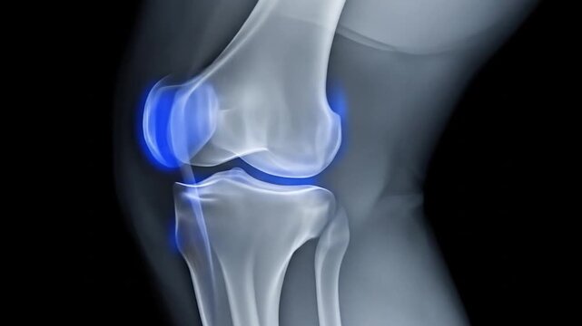 Radiographic Knee Anatomy Joint X-ray with Highlighted Cartilage