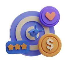 3D Illustration of Marketing Targets and Rewards