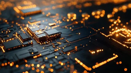 Digital circuit board processing data and connecting networks - Powered by Adobe