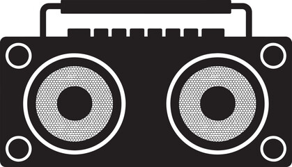 Portable stereo cassette player sound system boombox vector graphic element isolated on transparent background now.