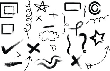 Hand drawn brush stroke vector elements set