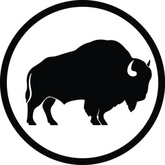 Illustration American bison buffalo silhouette in a circle simple emblem vector © Nasima