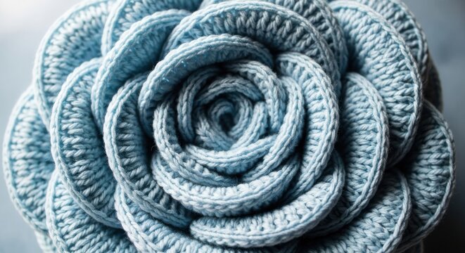 Crocheted blue flower showcasing intricate details, perfect choice for decoration or gift