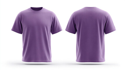 A simple purple t-shirt, showcasing both the front and back designs against a white background. The shirt is a blank canvas for designs.