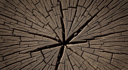 Obraz premium Wooden surface showing intricate cracks and textures from many years of growth and weathering in nature