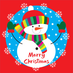 Cute snowman for Christmas card, gift bag or box design
