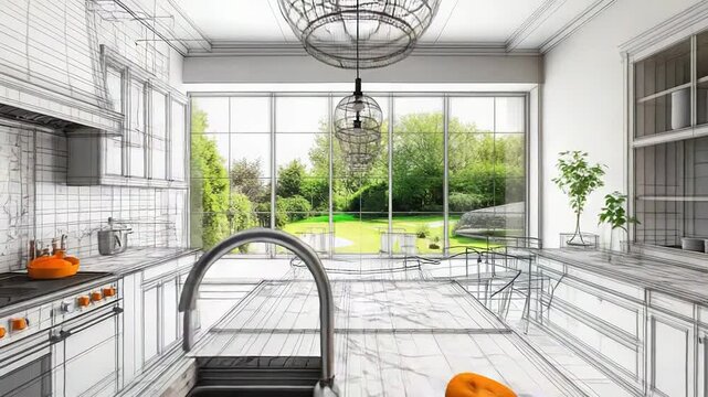 Kitchen interior design project displaying renovation process