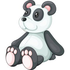 Cute Plush Panda Toy With Pink Paw Pads and Black Eyes Sitting Adorable And Playful Isolated On Transparent Background