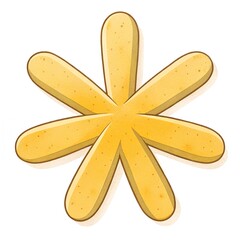 Abstract yellow starburst shape with rounded petal like points