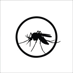Illustration of a mosquito inside a black circle silhouette vector