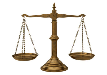 Isolated Scales of Justice, balancing law, equality, equity, and fairness in legal decisions