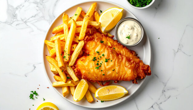 fish and chips with french fries     