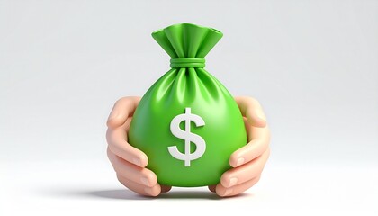 Money bag with dollar symbol, a finance icon representing cash, wealth, and successful business investment