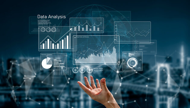 Business data analysis dashboard showing charts, statistics, and performance metrics for decision-making, revenue tracking, and strategic planning in organizations Vouch