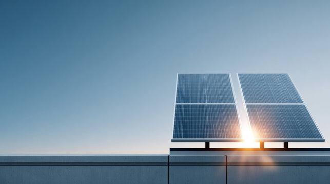 A solar panel on top of a building is catching the sunlight, producing clean energy