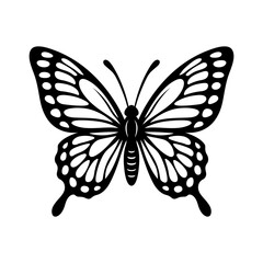 Elegant Butterfly Illustration – Detailed Black and White Insect Design for Nature Art, Tattoos, Logos, and Decorative Graphic Projects