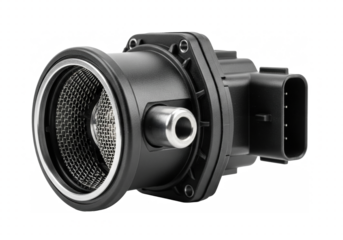 Black automotive mass air flow sensor isolated