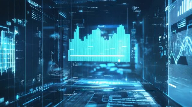 Digital data analytics with futuristic financial charts and graphs - Powered by Adobe